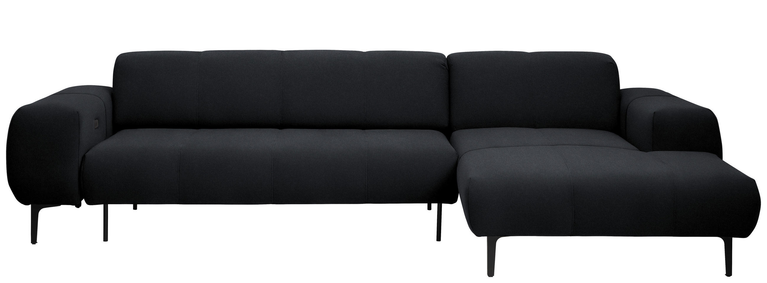 ECKSOFA in Chenille Anthrazit  - Anthrazit/Schwarz, Design, Textil/Metall (311/167cm) - Xora