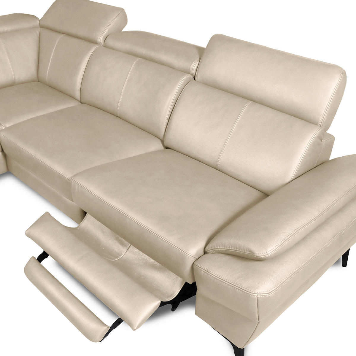 ECKSOFA  in Lederlook Echtleder Grau  211/264 cm  - Schwarz/Grau, Design, Leder/Textil (211/264cm) - Livetastic