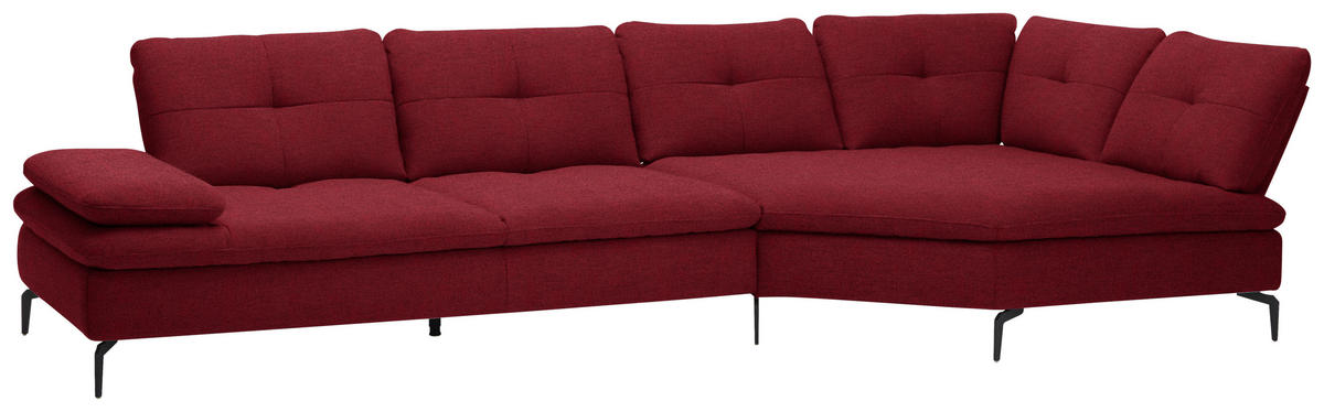 ECKSOFA in Flachgewebe Bordeaux  344/157 cm  - Bordeaux/Schwarz, Design, Textil/Metall (344/157cm) - Chilliano