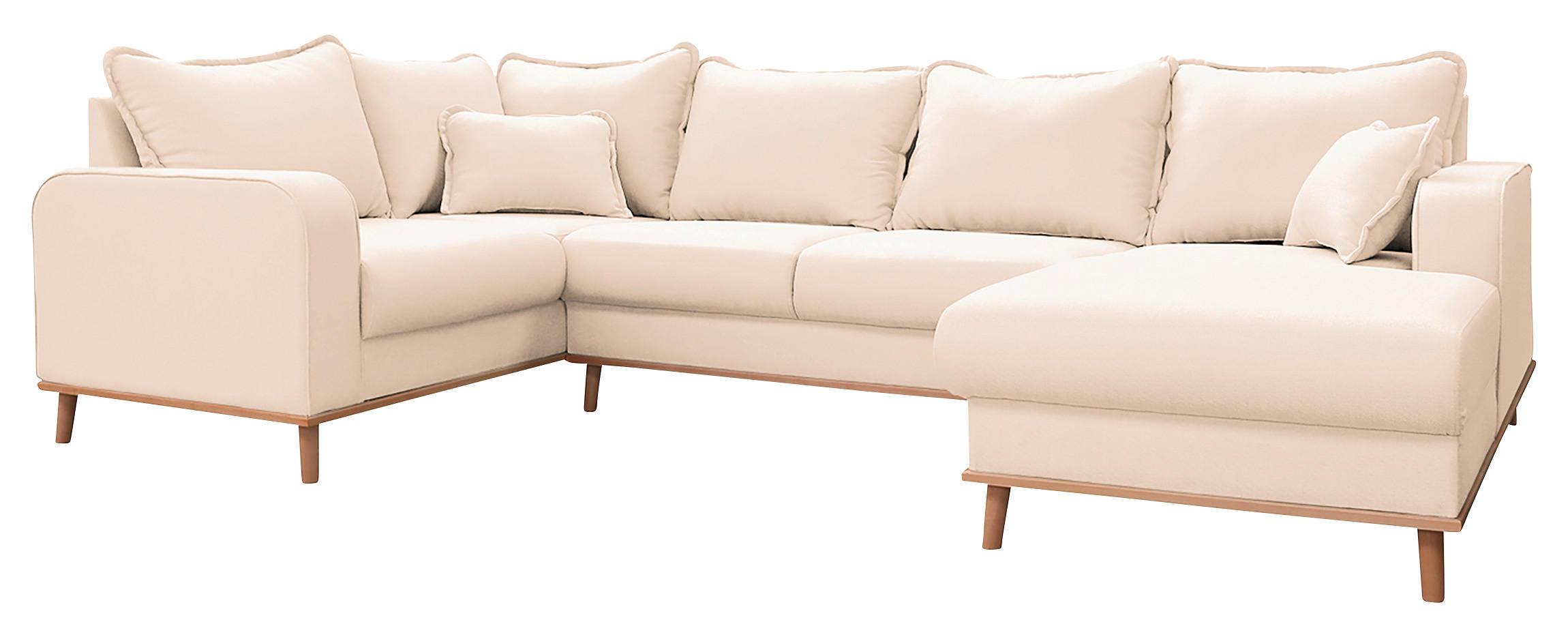 WOHNLANDSCHAFT Ecru Textilgeflecht  - Wengefarben/Ecru, Design, Holz/Textil (167/296/170cm) - Livetastic