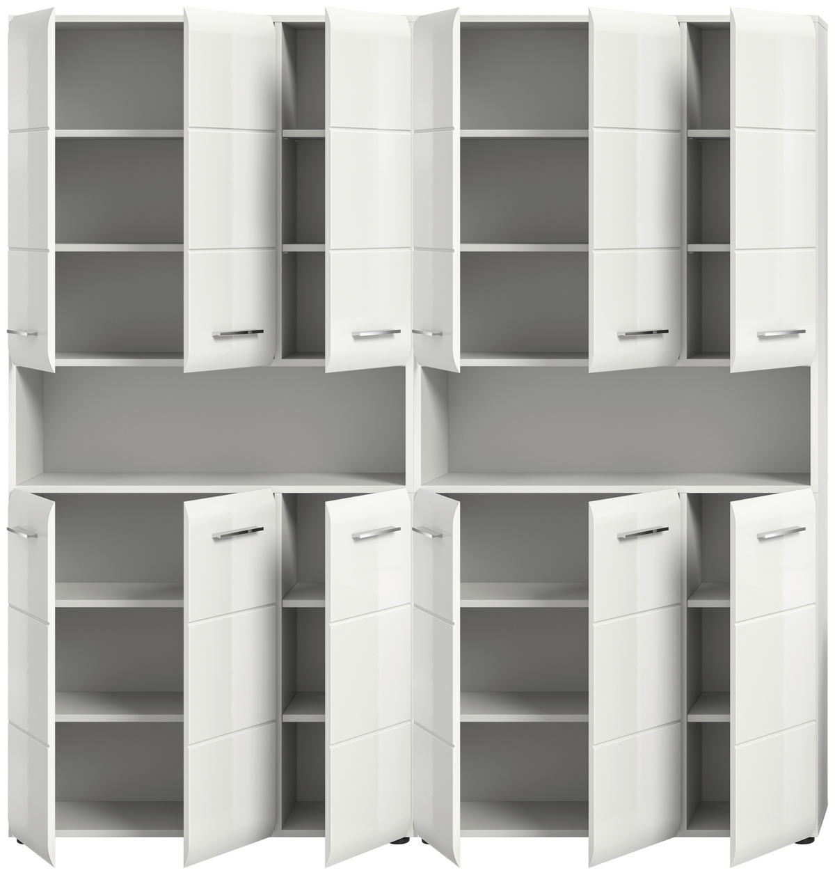 HOCHSCHRANK 180/185/30 cm  - Weiß Hochglanz/Silberfarben, MODERN, Holzwerkstoff/Kunststoff (180/185/30cm) - MID.YOU