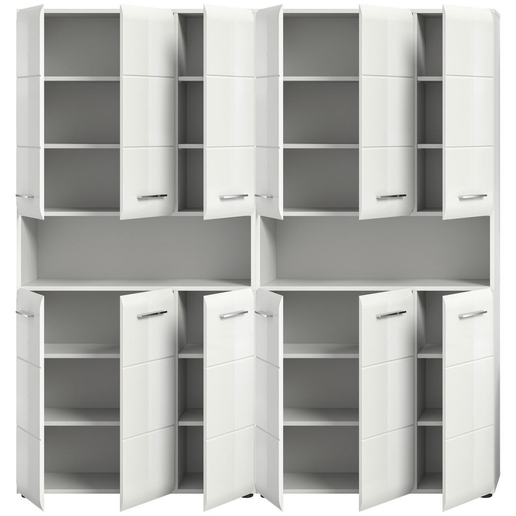 Thumbnail - Mid.you Hochschrank, Weiß, Weiß Hochglanz, Kunststoff, 16 Fächer, 180x185x30 cm, FSC Mix, stehend, Badezimmer, Badezimme...