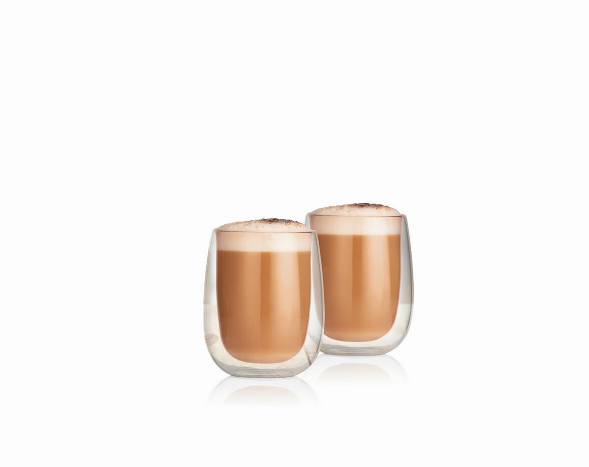 Cappuccinothermogläser 2er set  2-teilig  - Transparent, Basics, Glas (7,5/4,5/9cm) - GOURMETMAXX