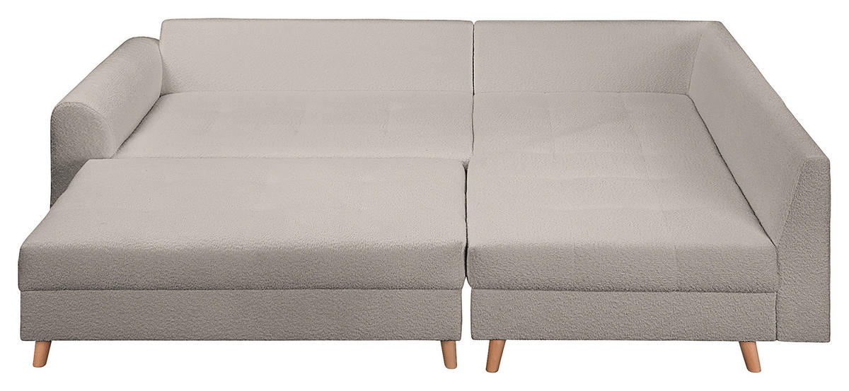 ECKSOFA inkl. Hocker Ariella in Bouclé Grau  231/161 cm  - Naturfarben/Grau, Design, Holz/Textil (231/161cm) - Livetastic