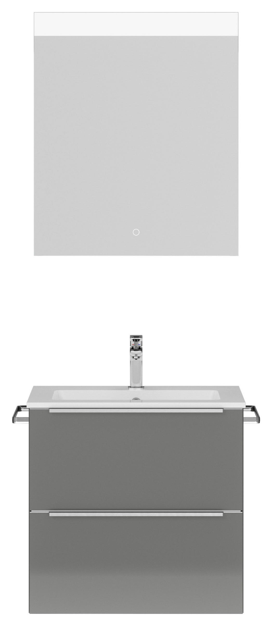 BADEZIMMER  in 61 cm  - Schieferfarben/Edelstahlfarben, MODERN, Holzwerkstoff/Stein (61cm) - Nobilia
