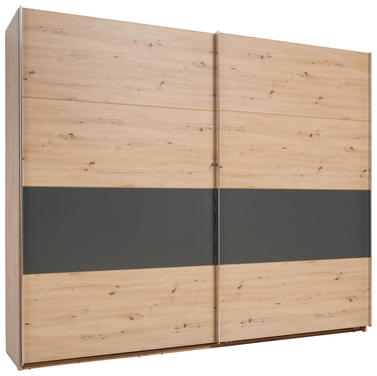 SCHWEBETÜRENSCHRANK 240/225/64 cm 2-türig Graphitfarben, Weiß, Eichefarben  - Chromfarben/Eichefarben, KONVENTIONELL, Holzwerkstoff/Metall (240/225/64cm) - Xora