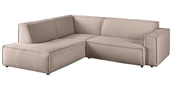 ECKSOFA in Cord Taupe  - Taupe/Schwarz, KONVENTIONELL, Kunststoff/Textil (224/254cm) - Hom`in