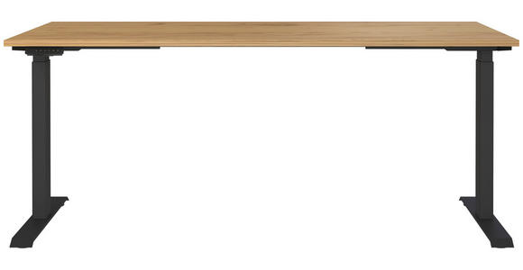 SCHREIBTISCH höhenverstellbar - Eichefarben/Schwarz, MODERN, Holzwerkstoff/Metall (180/80/72-118cm) - Novel