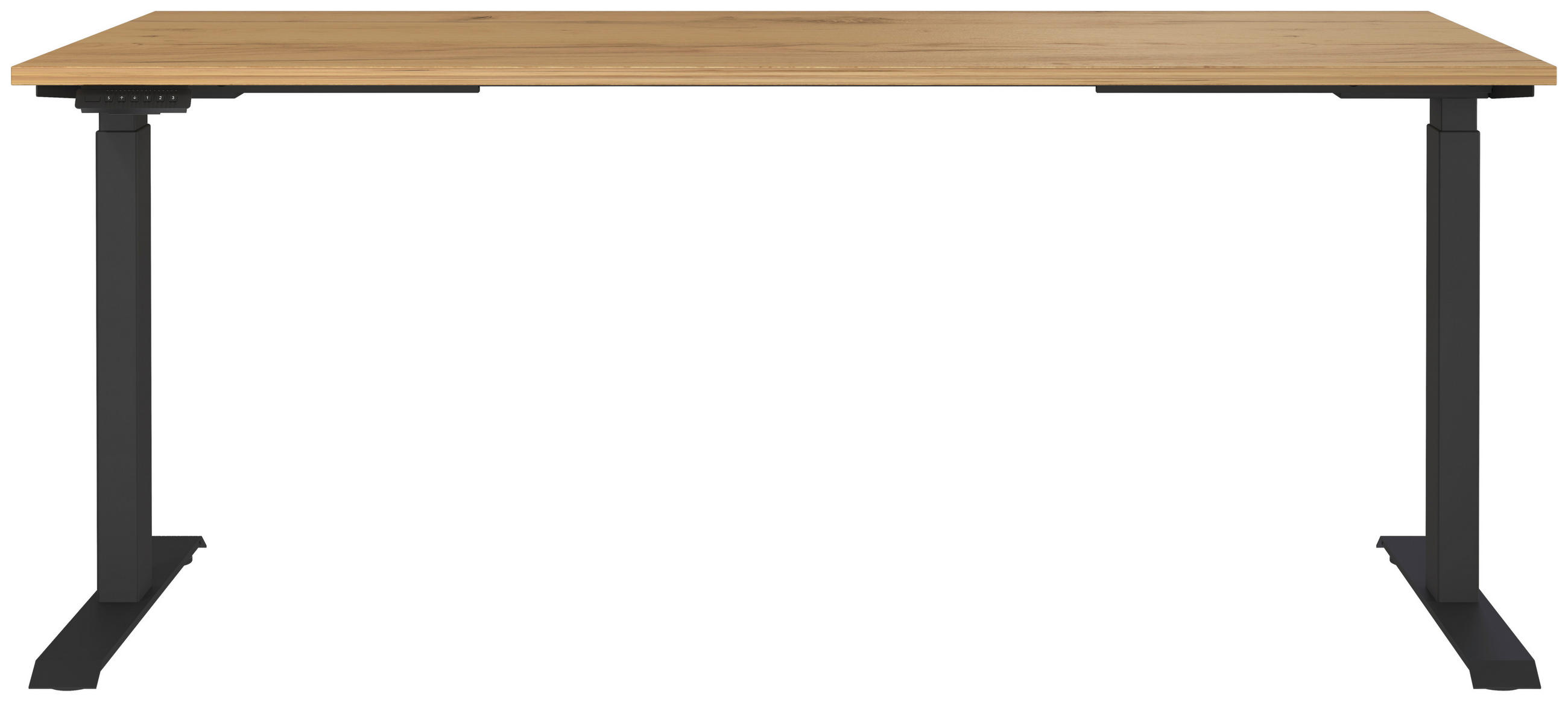 SCHREIBTISCH 180/80/72-118 cm  in Weiß, Eichefarben  - Eichefarben/Schwarz, MODERN, Holzwerkstoff/Metall (180/80/72-118cm) - Novel