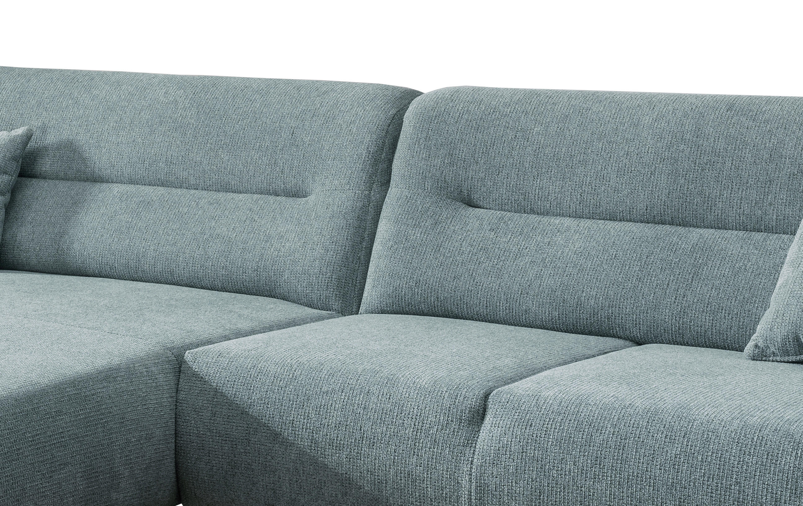 Thumbnail - Mid.you Ecksofa, Mintgrün, Textil, Buche, Uni, 4-Sitzer, Füllung: Schaumstoff, Ottomane links, L-Form, 290x166 cm, Made ...