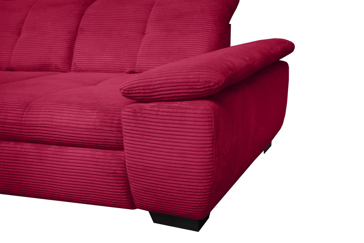 ECKSOFA in Cord Rot  - Rot/Schwarz, Design, Textil/Metall (242/313cm) - Xora