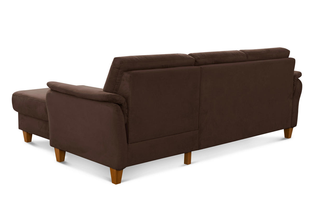 ECKSOFA in Mikrofaser Dunkelbraun  - Eichefarben/Dunkelbraun, Konventionell, Holz/Textil (244/163cm) - Sit & More