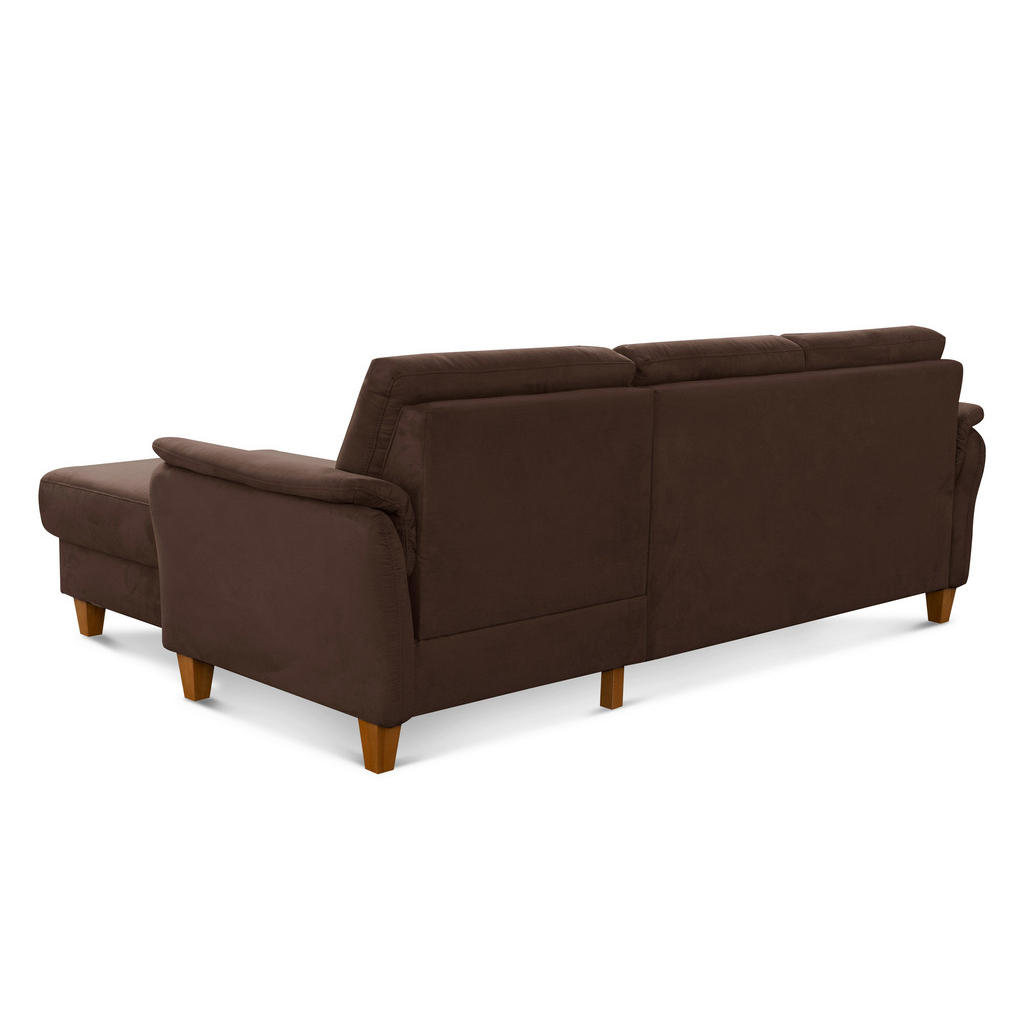 Thumbnail - Sit & More Ecksofa Palmera V, Dunkelbraun, Textil, Buche, 4,5-Sitzer, Ottomane rechts, L-Form, 244x163 cm, Goldenes M, O...
