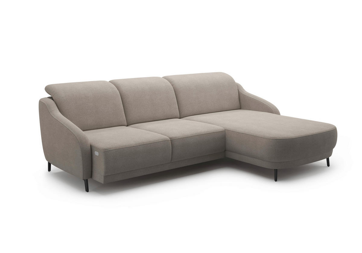 ECKSOFA BLUES V Haselnussfarben Mikrofaser  - Schwarz/Haselnussfarben, MODERN, Textil/Metall (271/191cm) - Sit & More