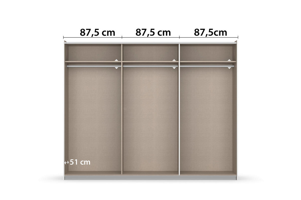 SCHWEBETÜRENSCHRANK in Grau, Weiss  - Weiss/Grau, Modern, Holzwerkstoff/Metall (261/210/59cm) - Rauch Möbel