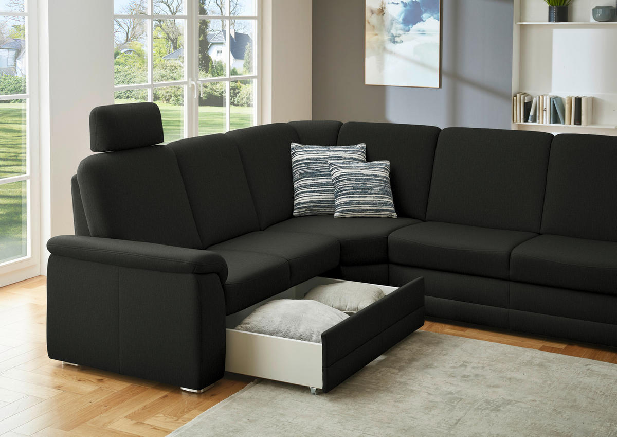 WOHNLANDSCHAFT  in Chenille Anthrazit  - Anthrazit/Alufarben, KONVENTIONELL, Holz/Textil (235/329/160cm) - Beldomo Comfort