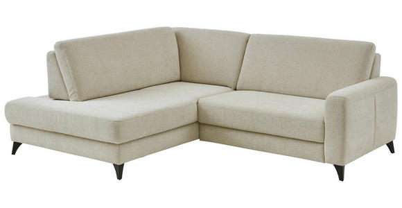 ECKSOFA Beige Chenille  - Beige/Schwarz, Design, Textil/Metall (182/239cm) - Valnatura
