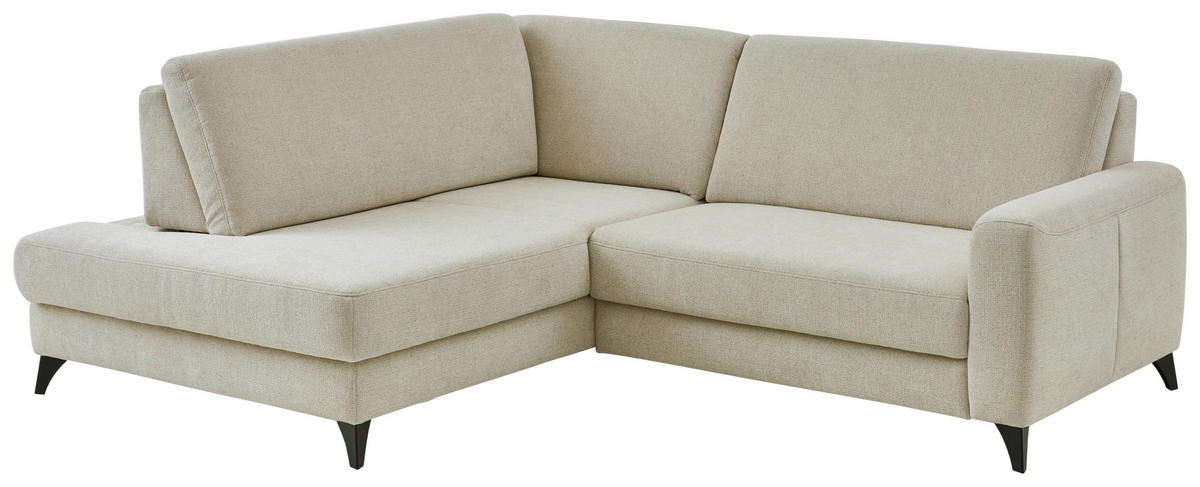 ECKSOFA Beige Chenille  - Beige/Schwarz, Design, Textil/Metall (182/239cm) - Valnatura