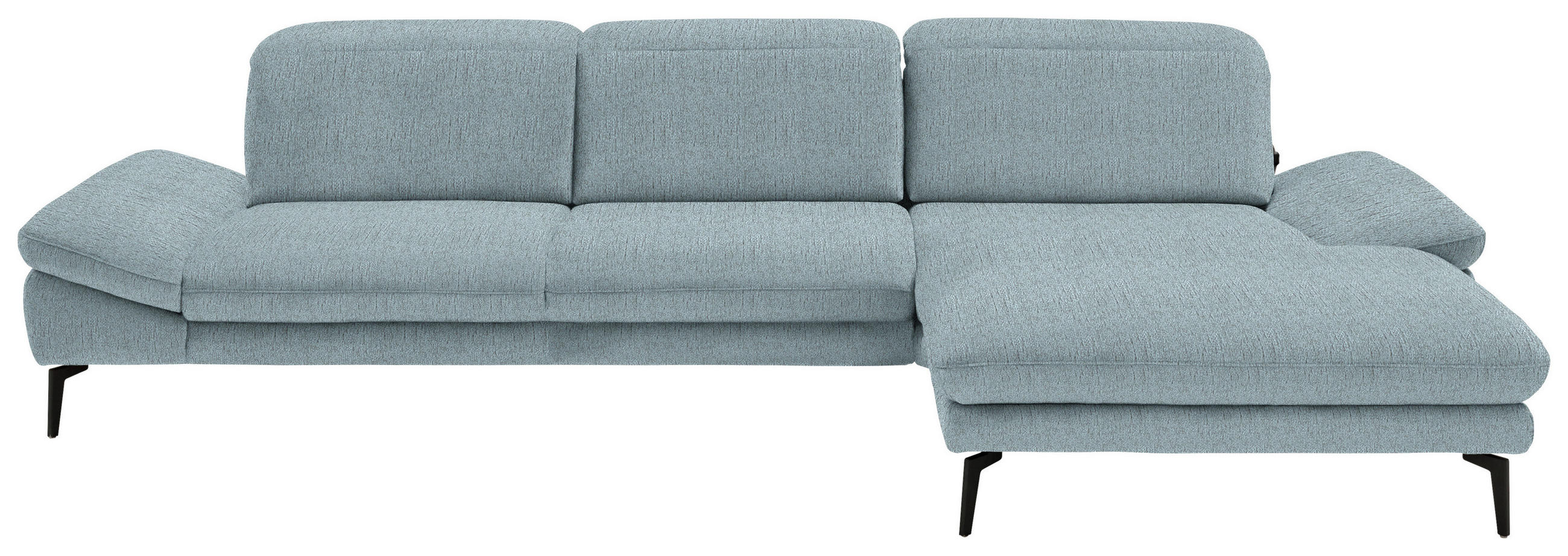 ECKSOFA in Chenille Pastellblau  - Pastellblau/Schwarz, Design, Textil/Metall (319/188cm) - Beldomo System