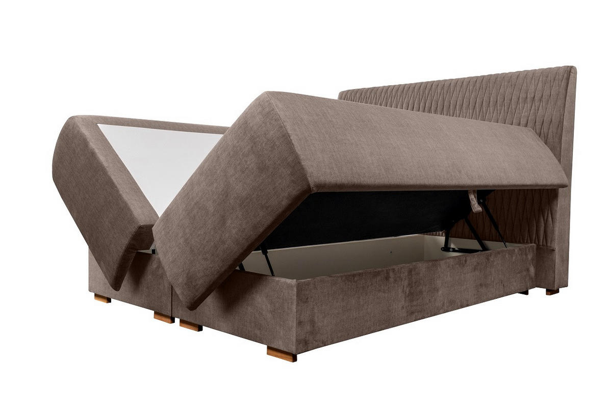 Boxspring, 160/200 cm, maro - maro, Basics, lemn/textil (160/200cm)