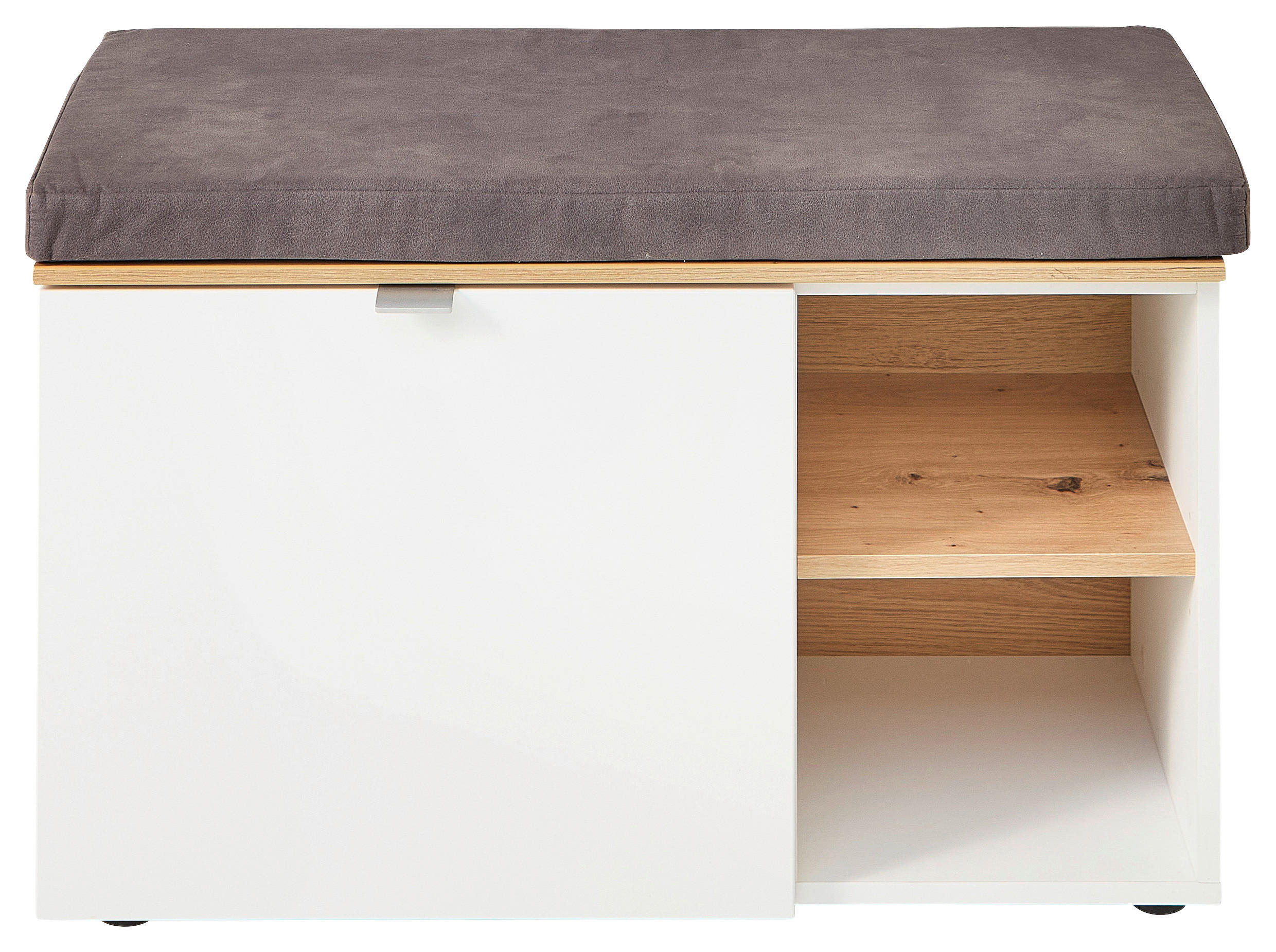 XXXLutz Garderobenbank Bari Grau, Weiß, Eiche Artisan 78x50x38 cm