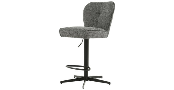 BARHOCKER Webstoff Grau, Schwarz Eisen Sitzfläche 360° drehbar - Schwarz/Grau, Design, Textil/Metall (44/97-117/58cm) - Novel