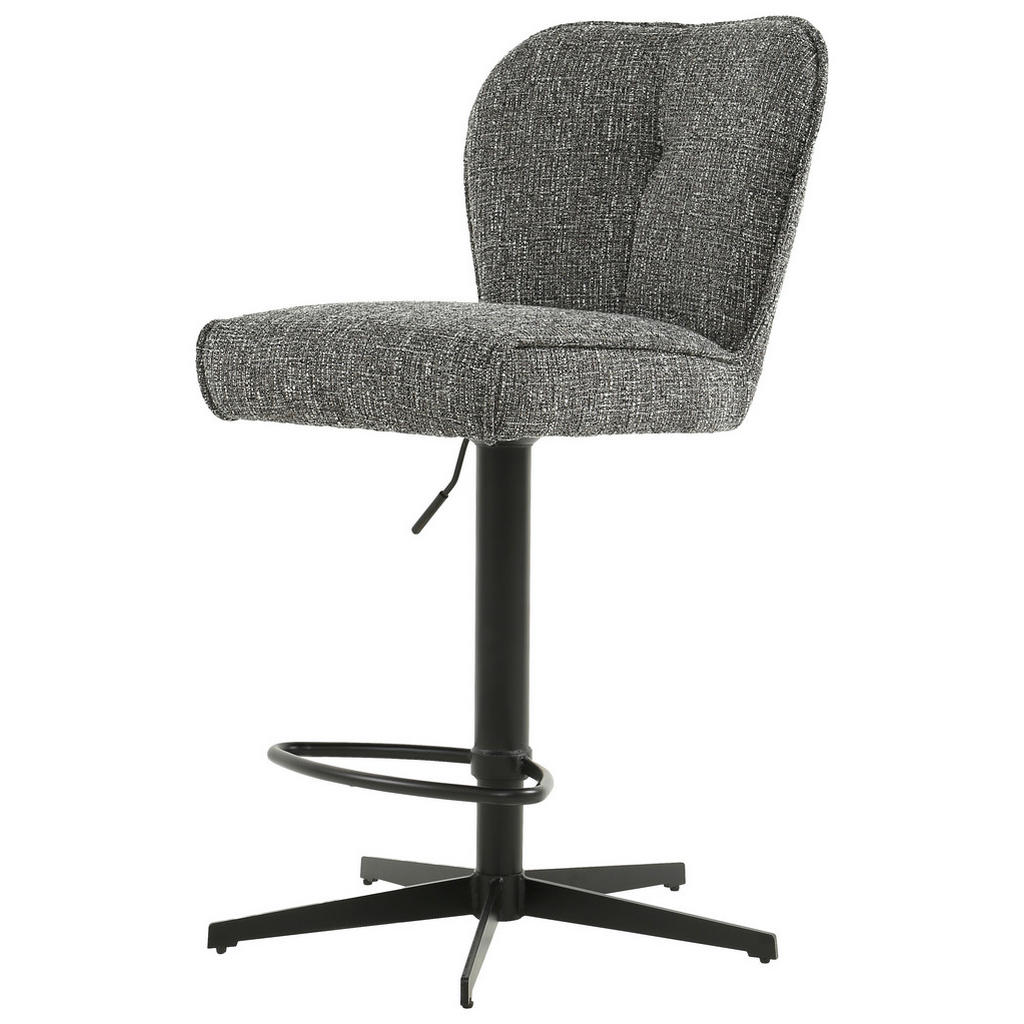 Thumbnail - Novel Barhocker, Grau, Schwarz, Metall, Textil, Drehkreuz, 44x97-117x58 cm, Bsci, Sitzfläche 360° drehbar, Esszimmer, Ba...