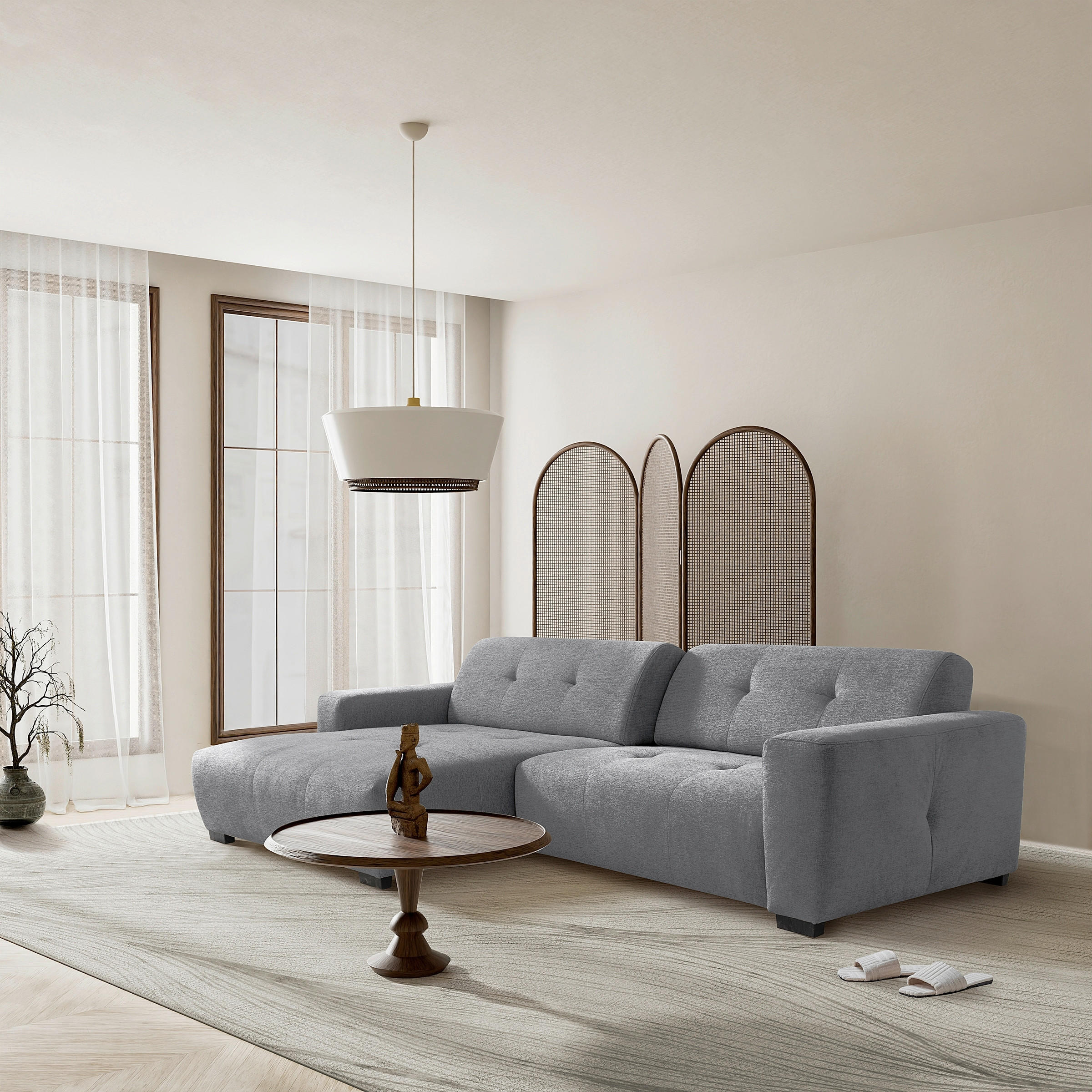 ECKSOFA AUSTIN Grau Flachgewebe Sitztiefenverstellung  - Schwarz/Grau, Design, Kunststoff/Textil (169/286cm) - Livetastic
