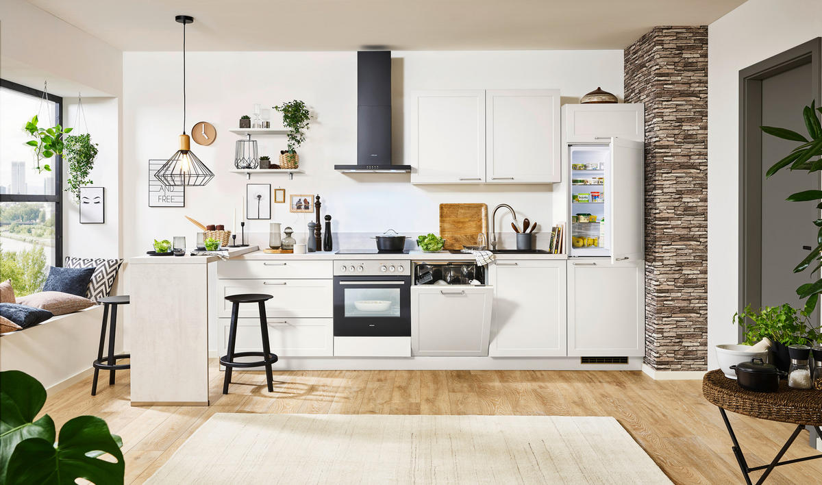 KÜCHENLEERBLOCK  150/270 cm  in Hellgrau, Magnolie  - Edelstahlfarben/Magnolie, ROMANTIK / LANDHAUS, Holzwerkstoff/Metall (150/270cm) - Welnova