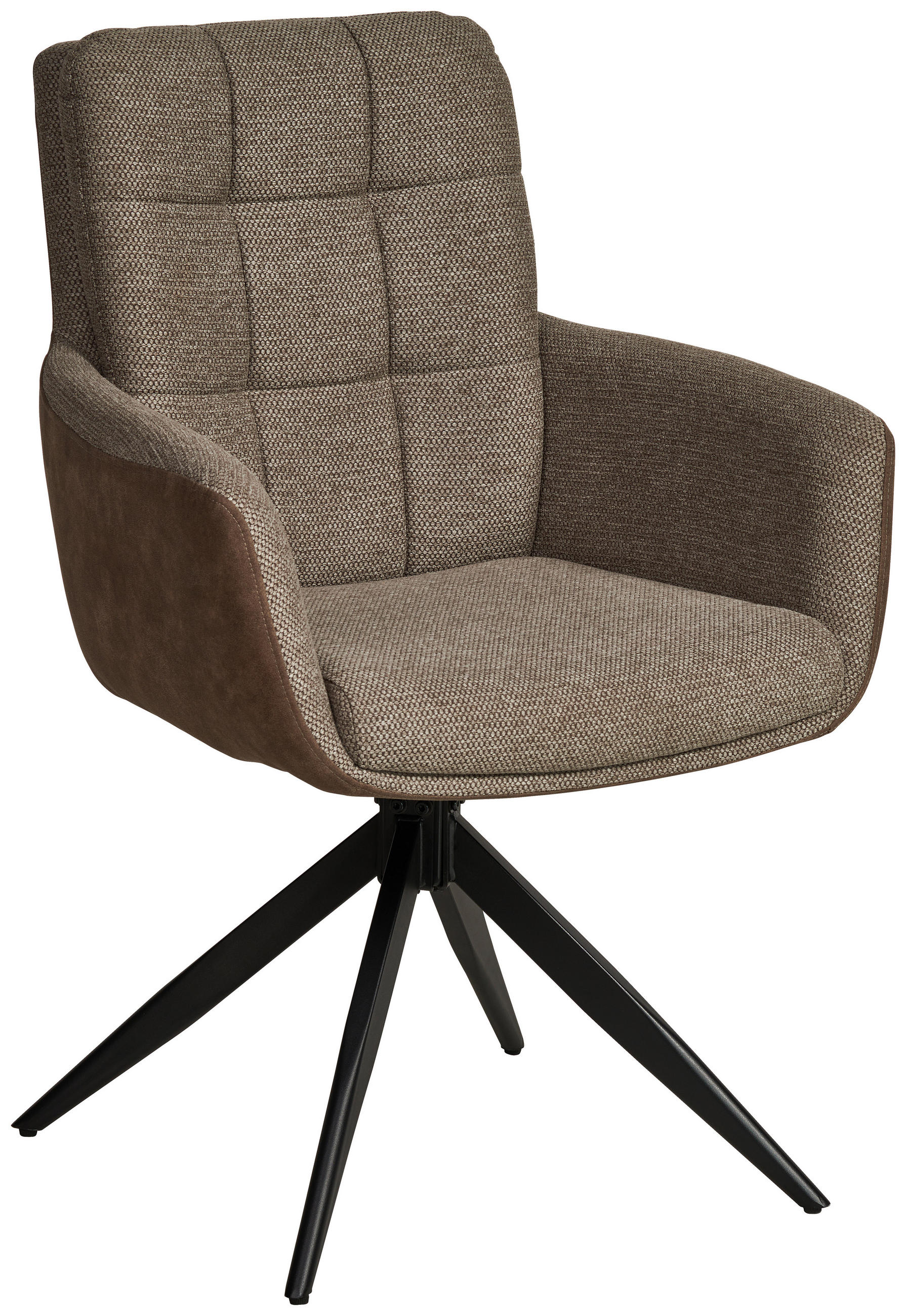 Scaun Cu Brațe din lemn, metal, textil, maro