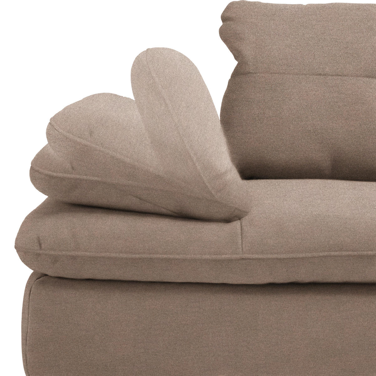 ECKSOFA in Flachgewebe Graubraun  - Graubraun/Schwarz, Design, Textil/Metall (344/271cm) - Chilliano