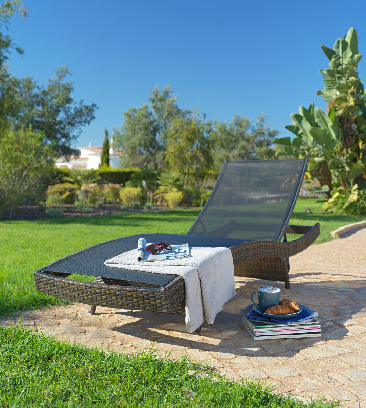 LEŽALJKA VRTNA  smeđa, crna  metal, plastika, tekstil      - smeđa/crna, Design, metal/tekstil (203/38/69cm) - Ambia Garden