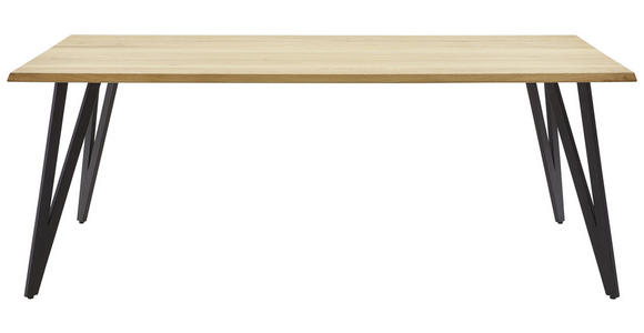 ESSTISCH 180/100/76 cm Wildeiche massiv Holz, Metall Schwarz, Eichefarben rechteckig  - Eichefarben/Schwarz, Design, Holz/Metall (180/100/76cm) - Valnatura