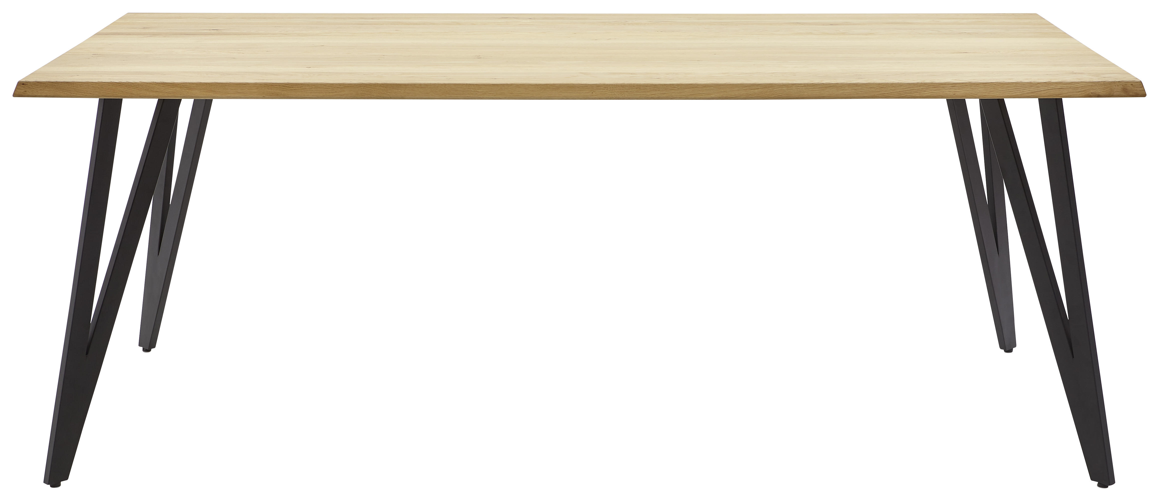 ESSTISCH 220/100/76 cm Wildeiche massiv Holz, Metall Schwarz, Eichefarben rechteckig  - Eichefarben/Schwarz, Design, Holz/Metall (220/100/76cm) - Valnatura