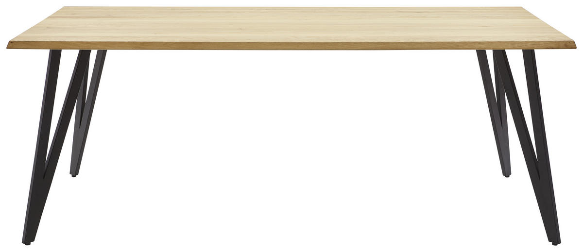 ESSTISCH in Holz, Metall 200/100/76 cm  - Eichefarben/Schwarz, Design, Holz/Metall (200/100/76cm) - Valnatura