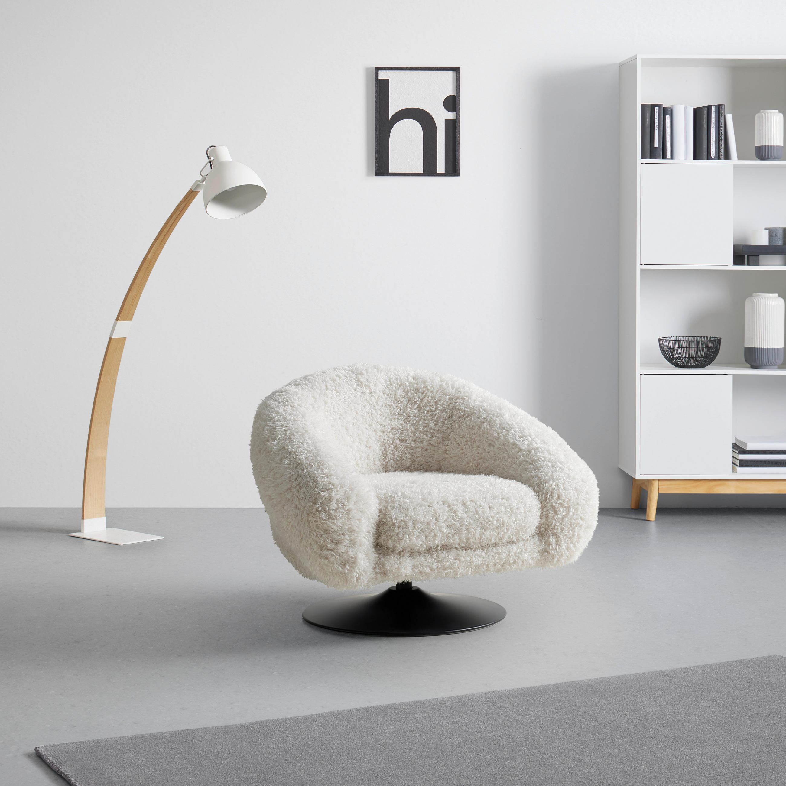 DESIGNFÅTÖLJ i textil vit  - vit/svart, Modern, metall/textil (93/72/79cm) - MID.YOU