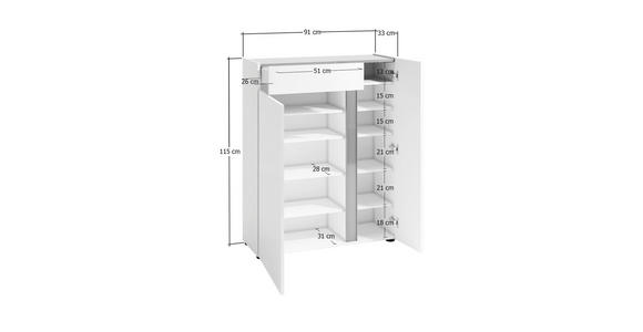 SCHUHSCHRANK 91/115/34 cm  - Anthrazit/Weiß, Design, Holzwerkstoff/Kunststoff (91/115/34cm) - Xora