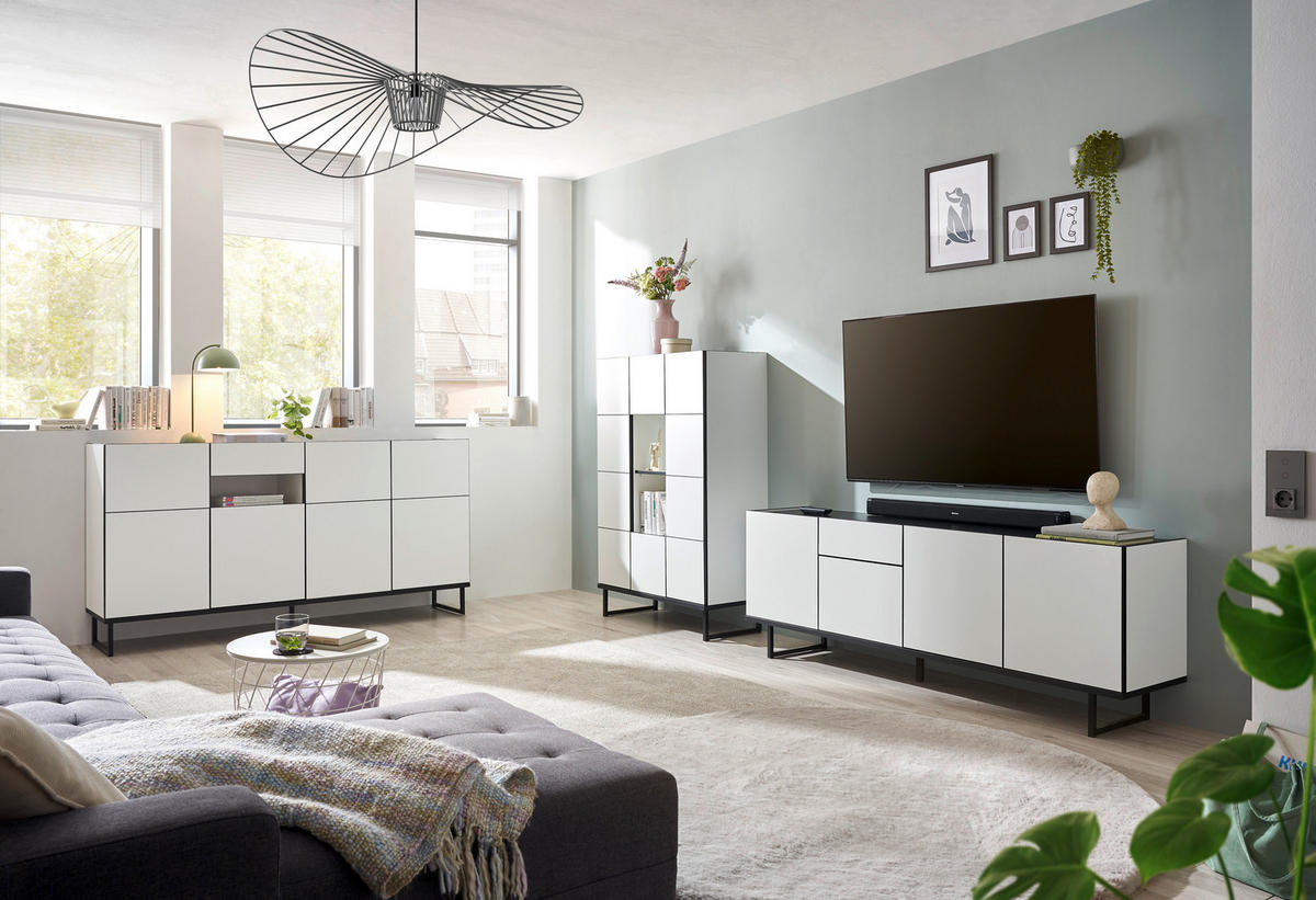 SIDEBOARD  in 180/94/40 cm  - Schwarz/Weiß, Design, Holzwerkstoff/Metall (180/94/40cm) - home24