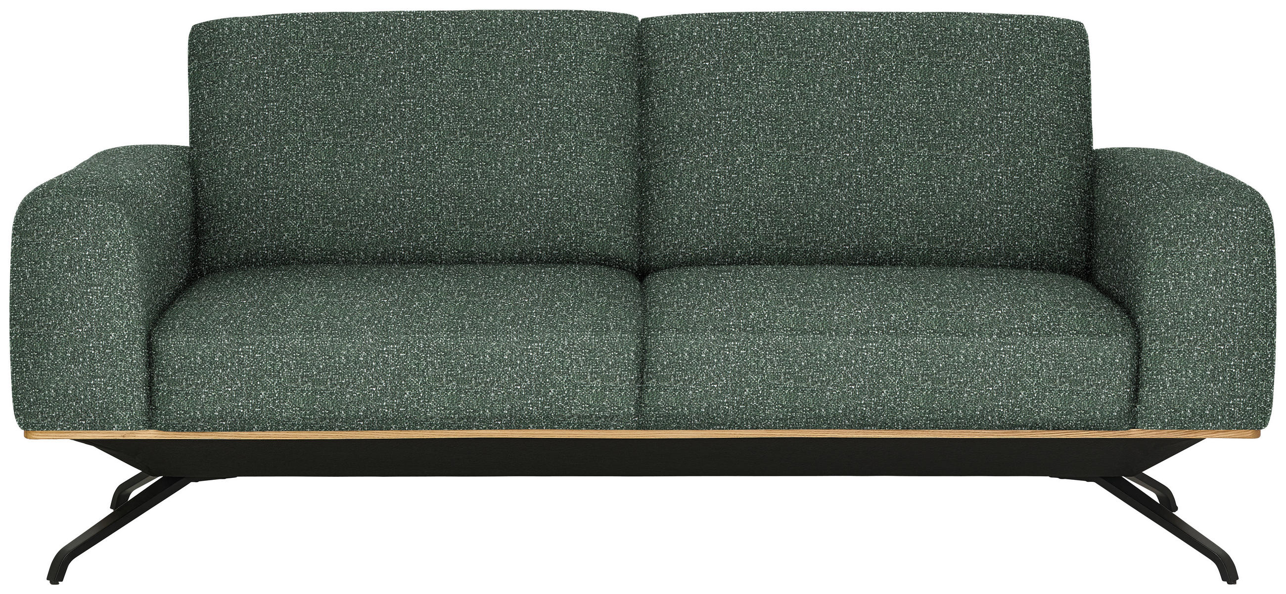 3-SITZER-SOFA Struktur Grün  - Schwarz/Grün, Design, Holz/Textil (196/85-104/95cm) - Novel