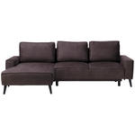 ECKSOFA  in Velours Taupe  - Taupe/Schwarz, KONVENTIONELL, Holz/Textil (161/260cm) - Carryhome