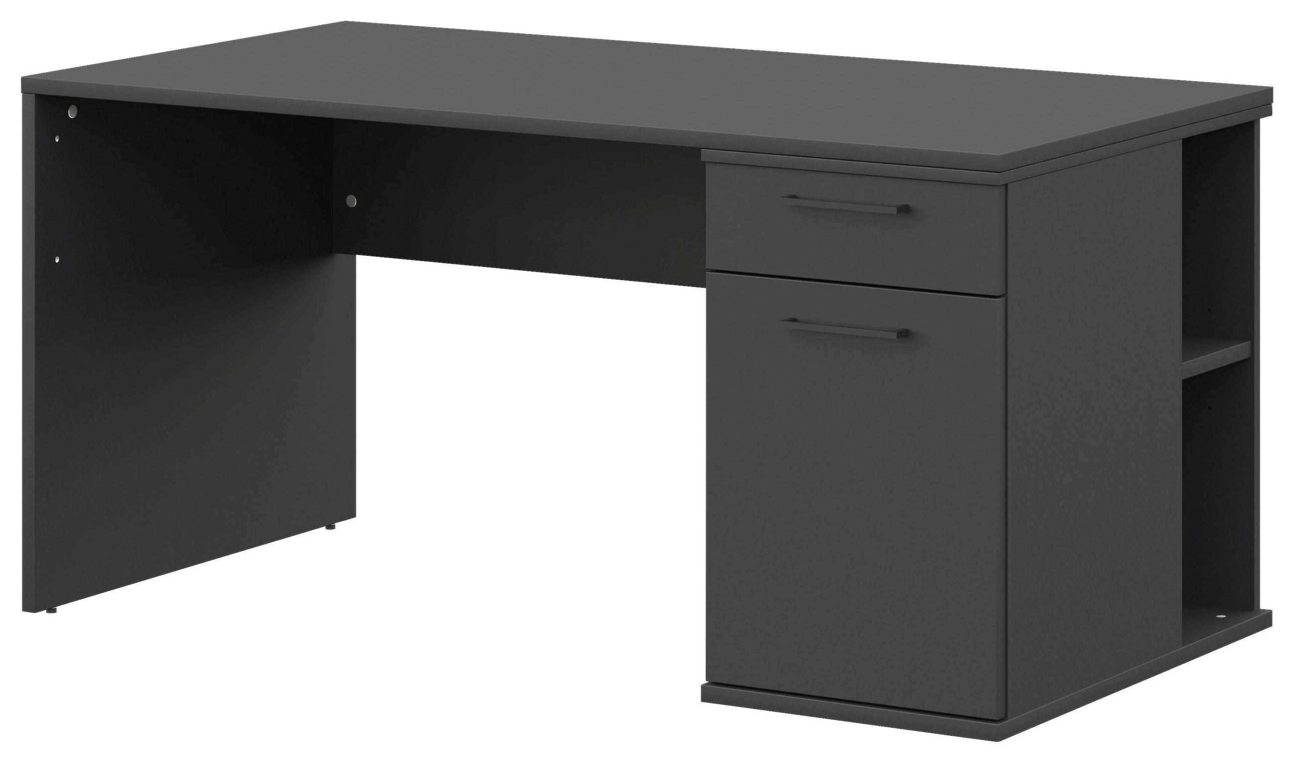 JUGENDSCHREIBTISCH 150/70/72 cm Stauraum, Regal  - Anthrazit/Graphitfarben, Design, Holzwerkstoff/Metall (150/70/72cm) - Cantus