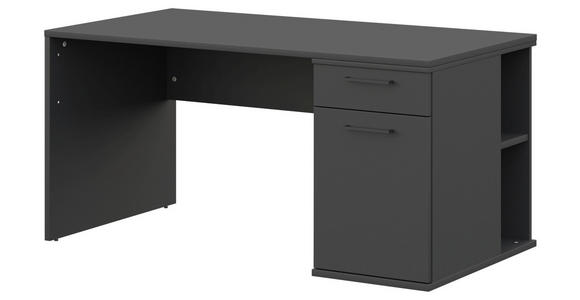 JUGENDSCHREIBTISCH 150/70/72 cm Stauraum, Regal  - Anthrazit/Graphitfarben, Design, Holzwerkstoff/Metall (150/70/72cm) - Cantus