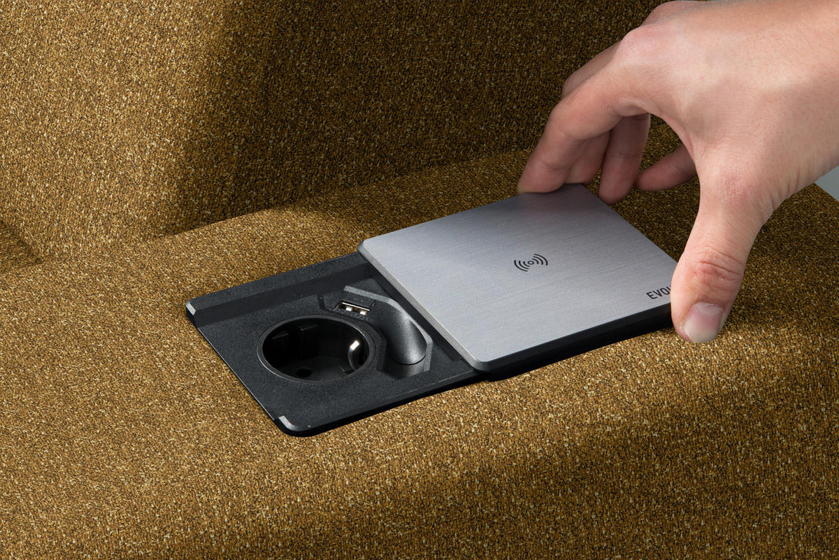 ECKSOFA  in Mikrovelours Senfgelb  308/205 cm  - Senfgelb/Alufarben, Design, Textil (308/205cm) - Sedda