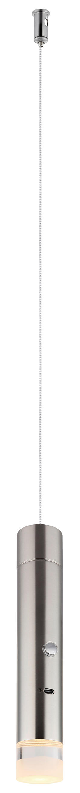 LED-HÄNGELEUCHTE PELO 38/120 cm   - Klar/Nickelfarben, Design, Kunststoff/Metall (38/120cm) - Globo