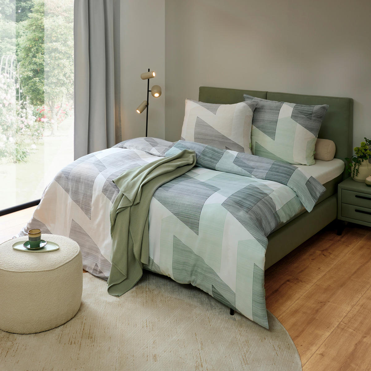 POSTELJINA Mavie 140/200 cm saten zelena  - zelena, Konvencionalno, tekstil (140/200cm) - Esposa