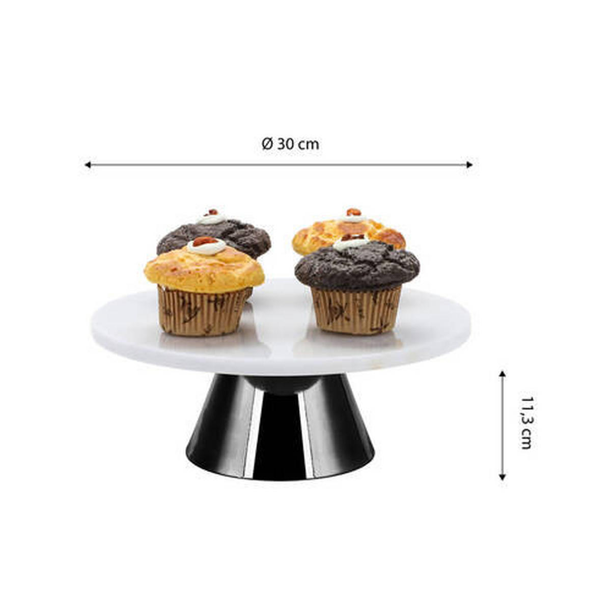 TORTENPLATTE - Schwarz, Basics, Stein/Metall (30cm) - Echtwerk