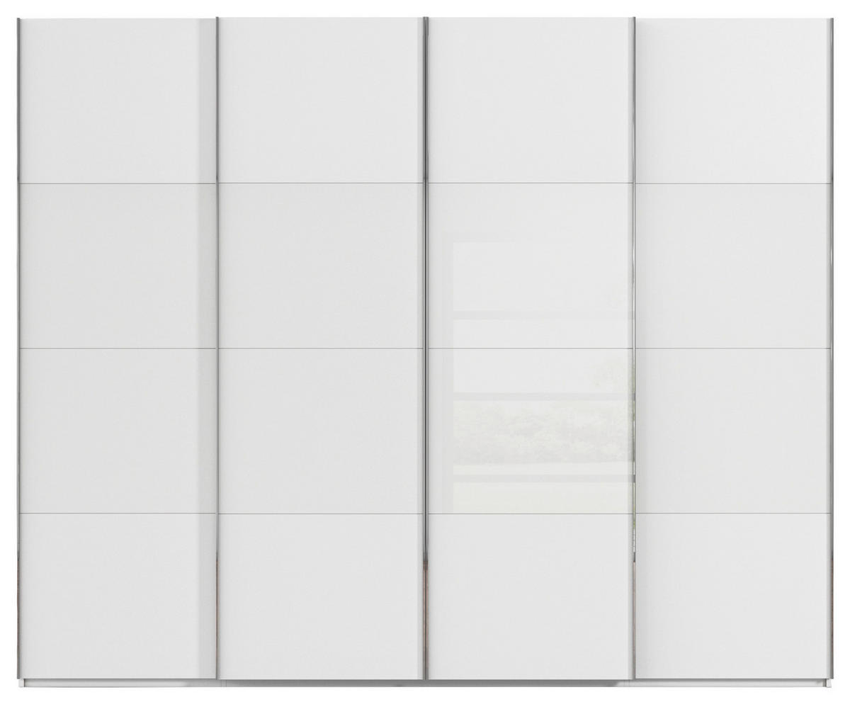 SCHWEBETÜRENSCHRANK 271/223/68 cm 4-türig Weiß  - Chromfarben/Weiß, KONVENTIONELL, Glas/Holzwerkstoff (271/223/68cm) - Novel