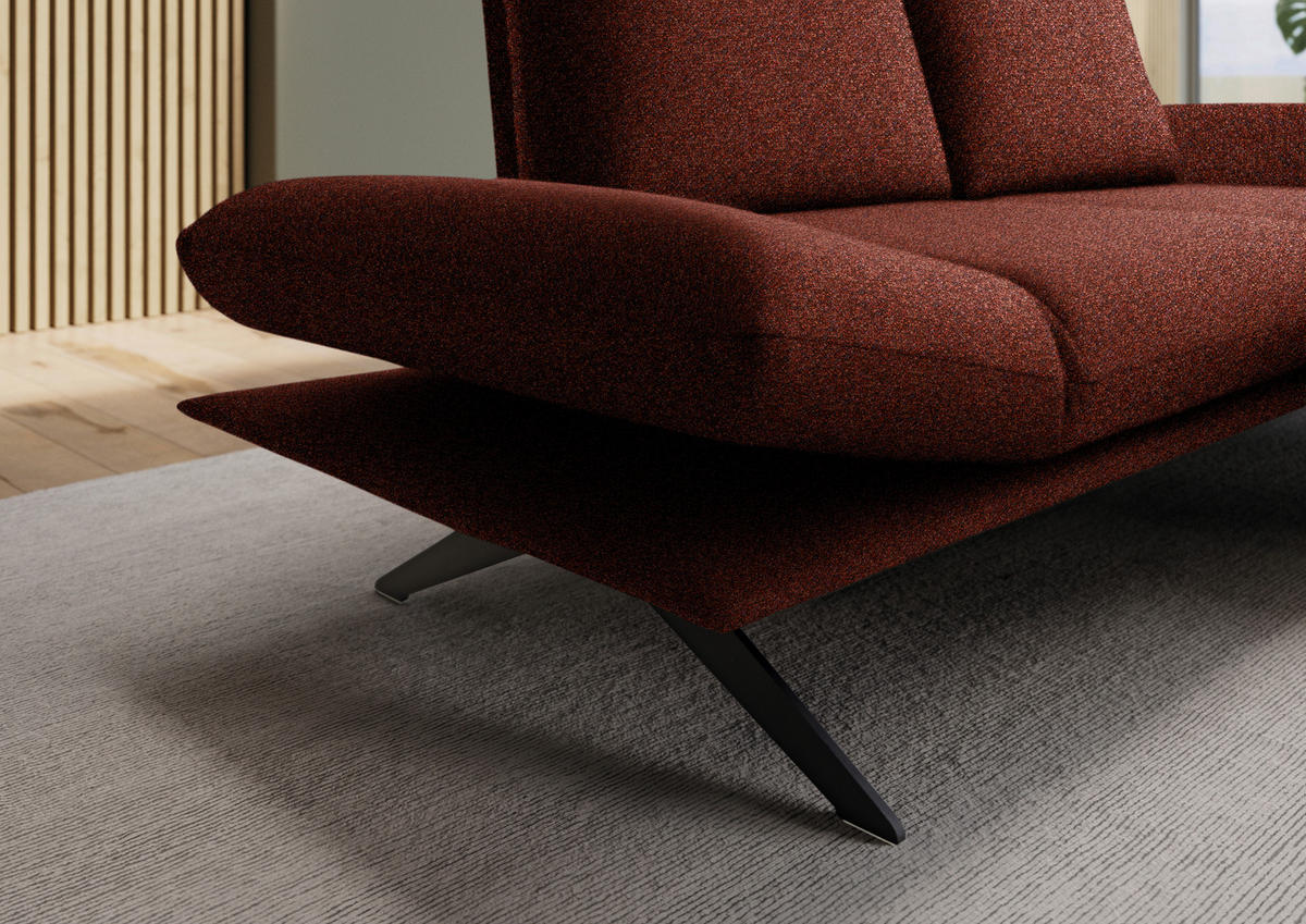 ECKSOFA  in Flachgewebe Rotorange  234/155 cm  - Rotorange/Schwarz, Design, Textil/Metall (234/155cm) - Dieter Knoll