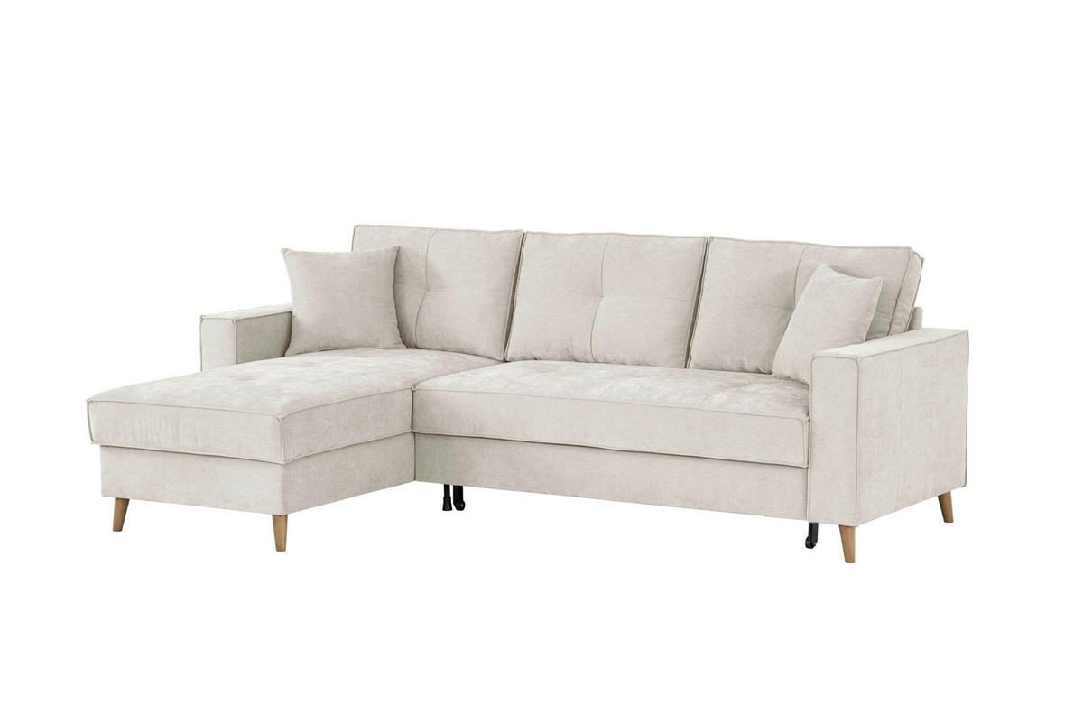 ECKSOFA in Flachgewebe Beige  - Beige, Design, Textil (257/159cm) - MID.YOU