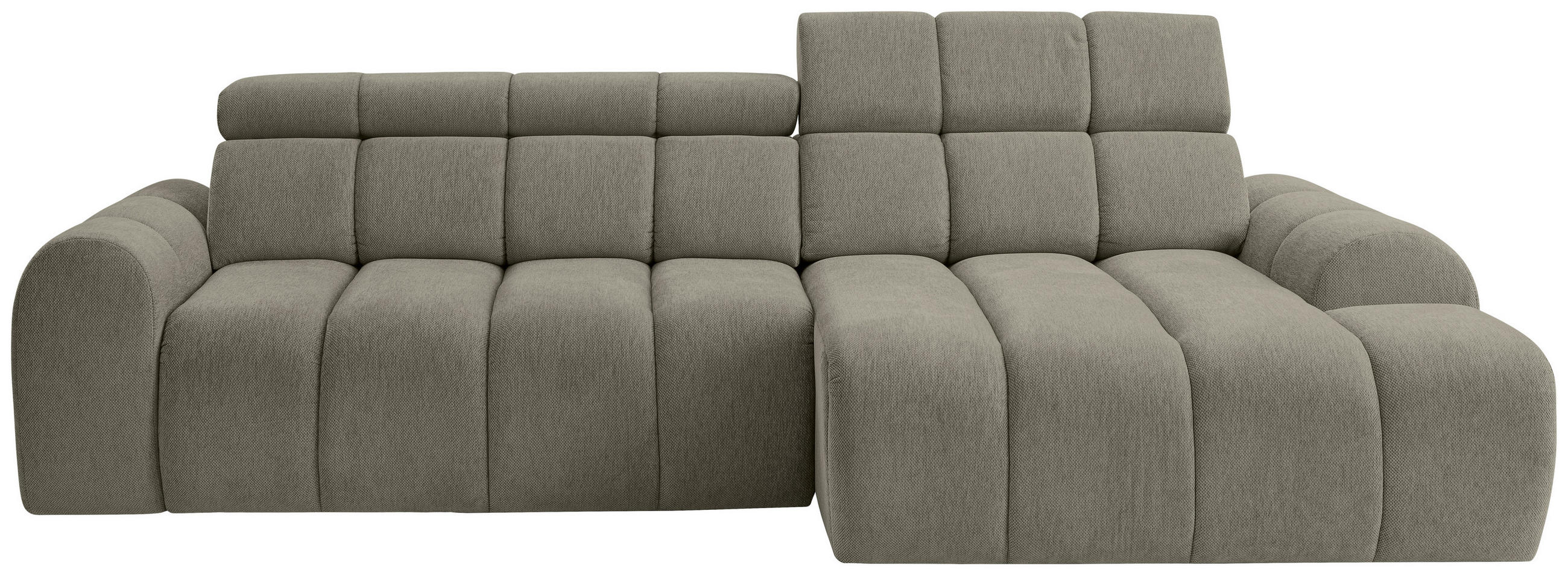 ECKSOFA Graubraun Chenille Bettkasten, Rücken echt, Kopfteilverstellung, Sitzvorzug  - Graubraun/Schwarz, Design, Kunststoff/Textil (290/152cm) - Stylife